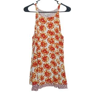Floral Orange Print Racerback Tank Dress